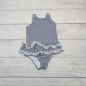 1.5/2Y Marks & Spencer Blue Stripe Ruffled Seersucker Swimsuit